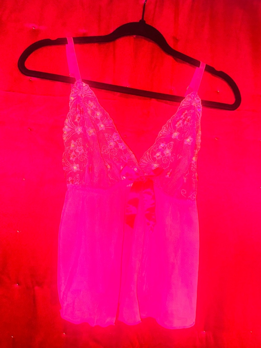 👑 HOT PINK NWOT SIZE L SEQUINED NIGHTIE LINGERIE 🔥